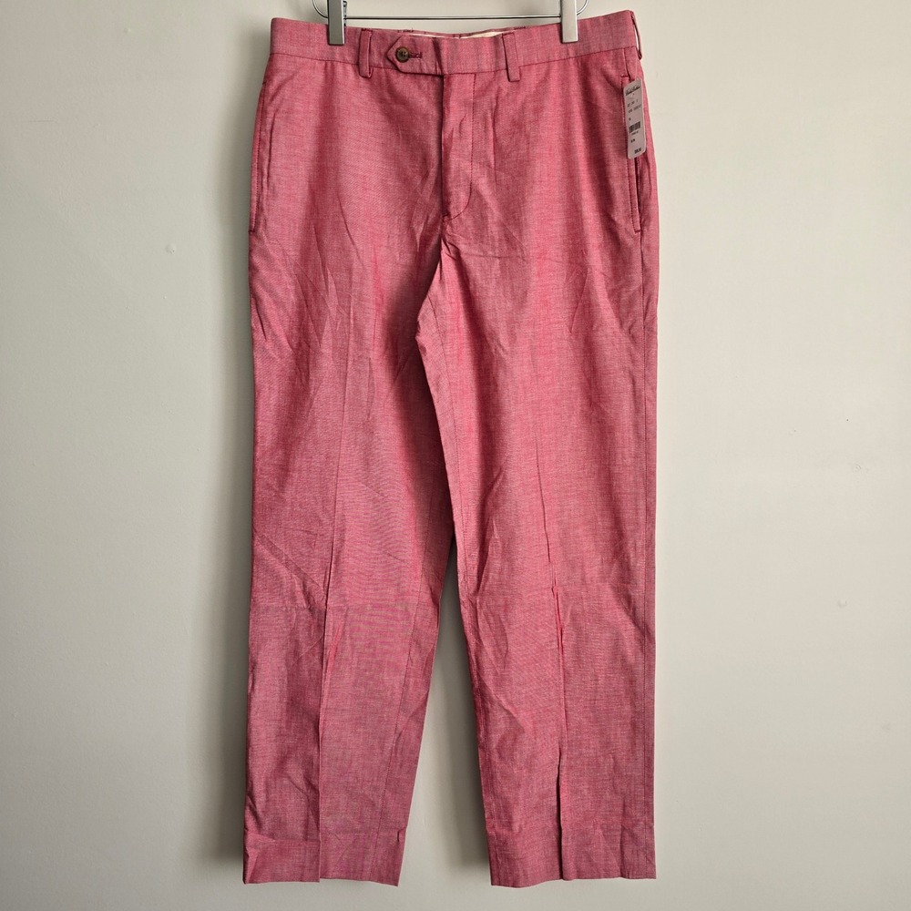 Brooks Brothers Fitzgerald Fit Pants Mens 32x30 Pink Cotton Slim Preppy Trousers